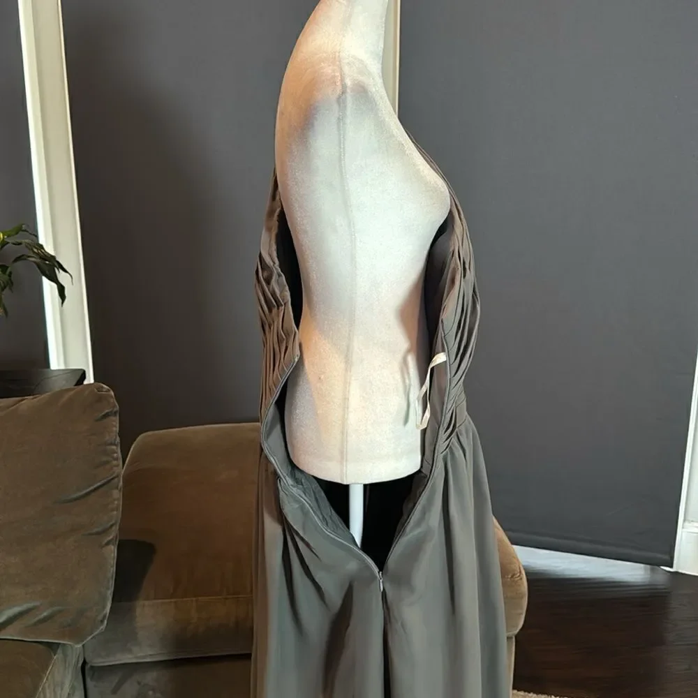 Women’s Gray Short One Shoulder Pleated Chiffon Formal Party Dress Size 12 *READ